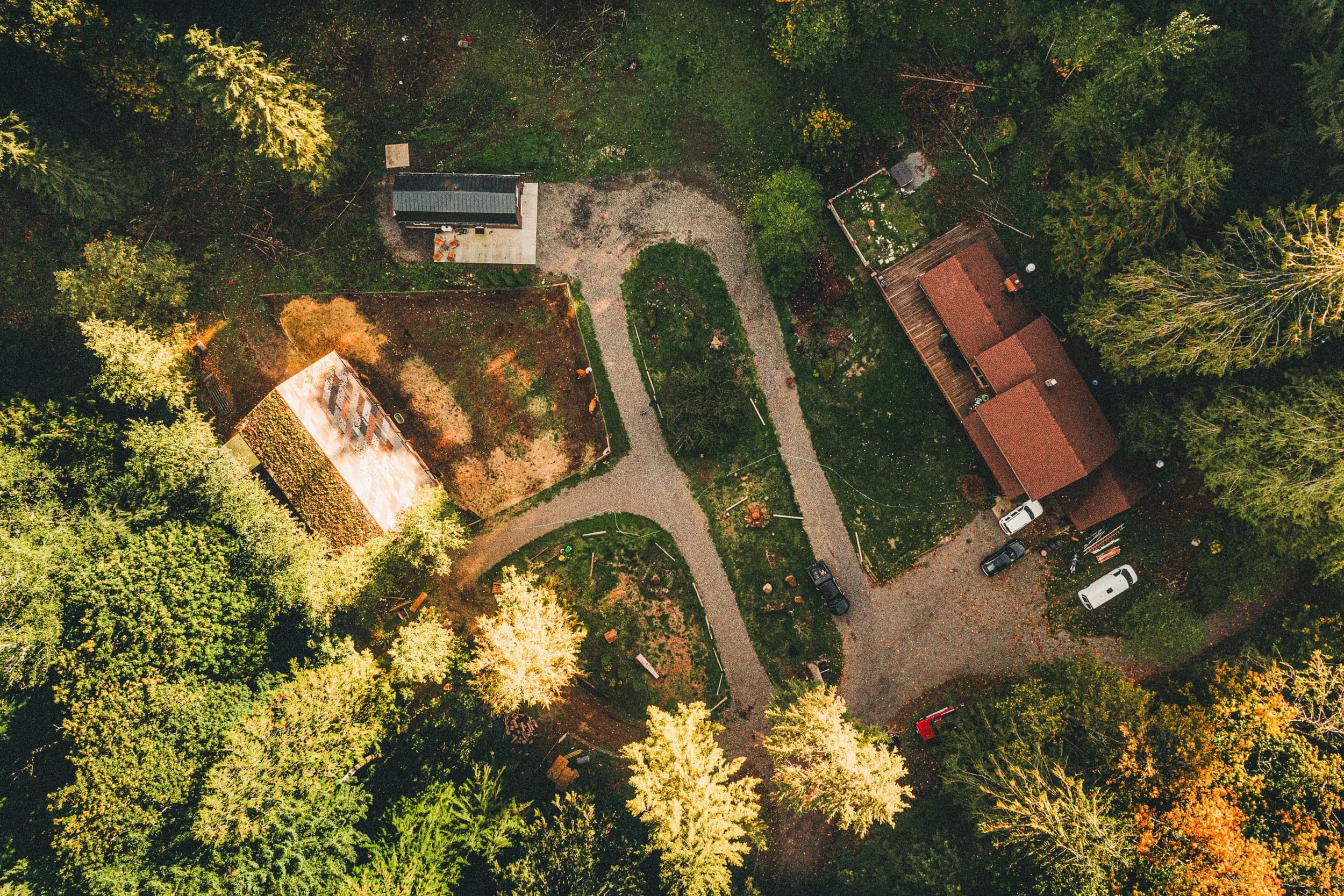Aerial view of Highland Farms property